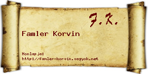 Famler Korvin névjegykártya